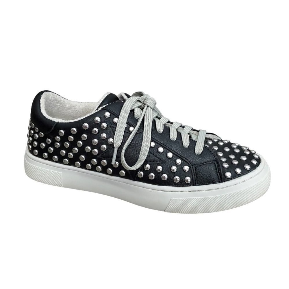 💥395 STEVEN by Steve Madden Women's Riled Black Studded Sneaker